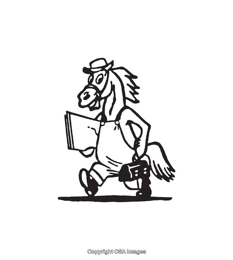 Black and White Line Art Illustration of a Horse in Motion