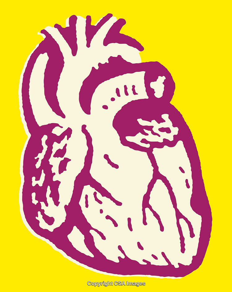 Colorful Abstract Heart Illustration with Bold Pop Art Style on Yellow Background