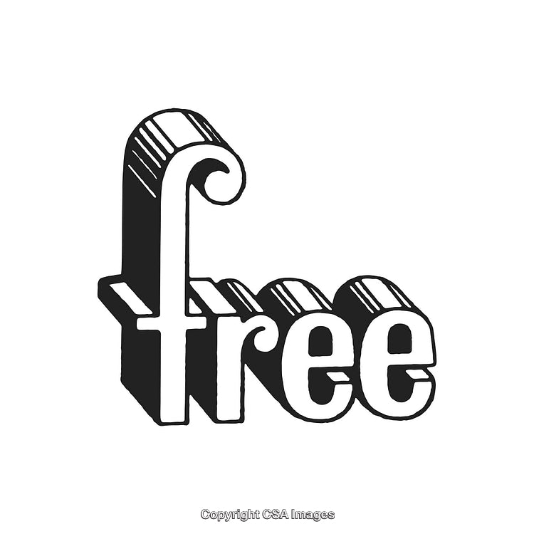 Retro 3D Typography of the Word Free in Bold Black and White Design