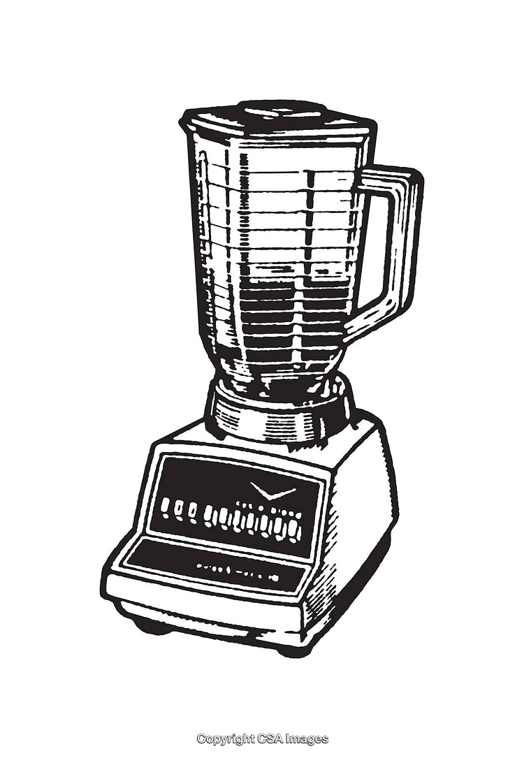 Detailed Black And White Line Art Illustration of a Kitchen Blender