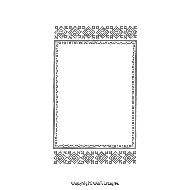 Decorative Gray Ornamental Border with Traditional Patterns on White Background