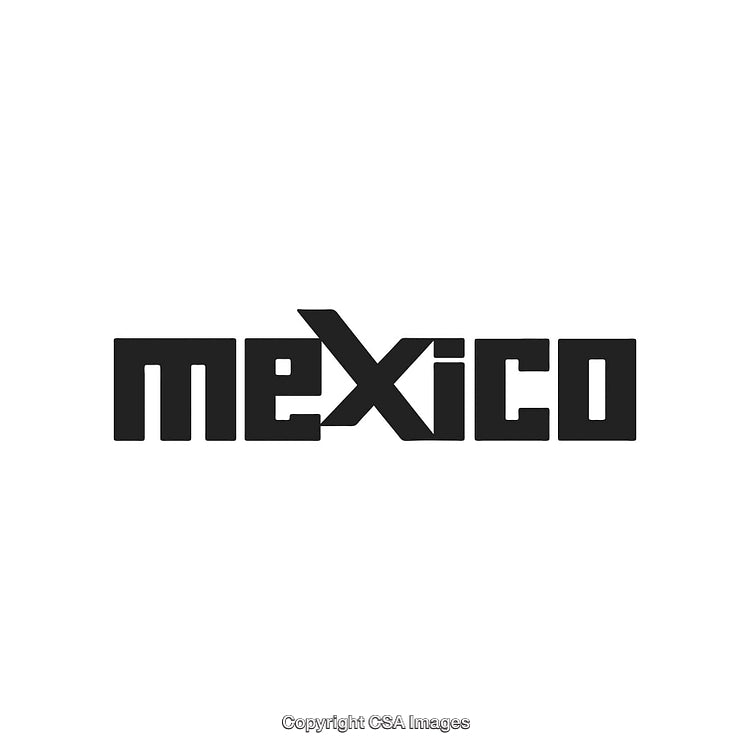 Stylized Mexico Text Design with Bold Font on White Background