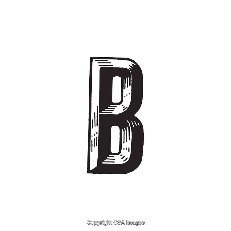 Vintage Letter B Character with Artistic Engraved Design