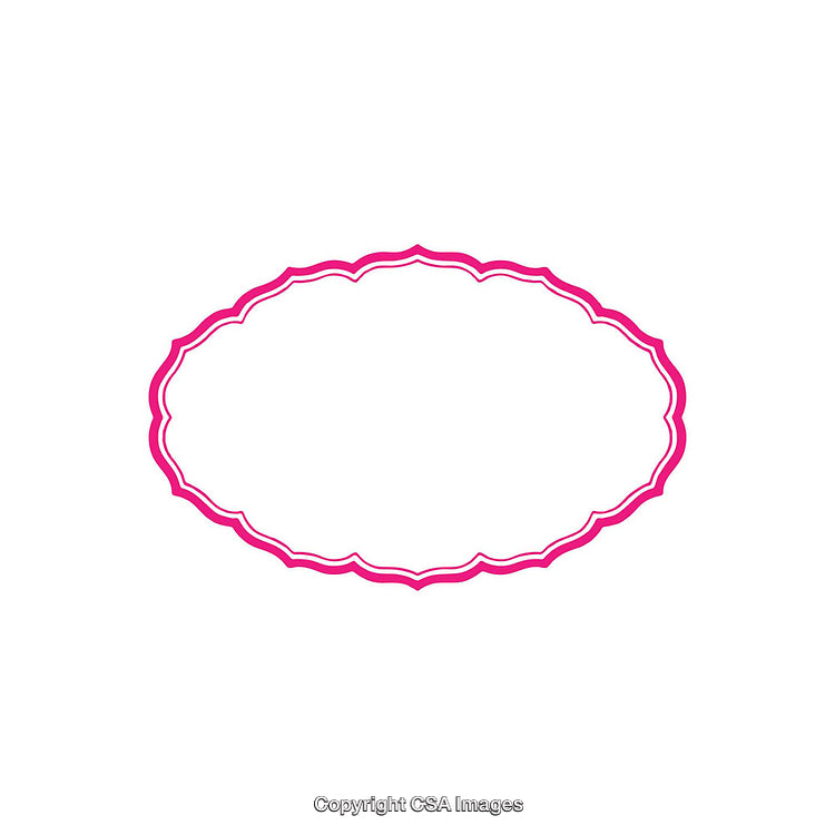 Elegant Pink Decorative Frame with Intricate Curves and Blank Center