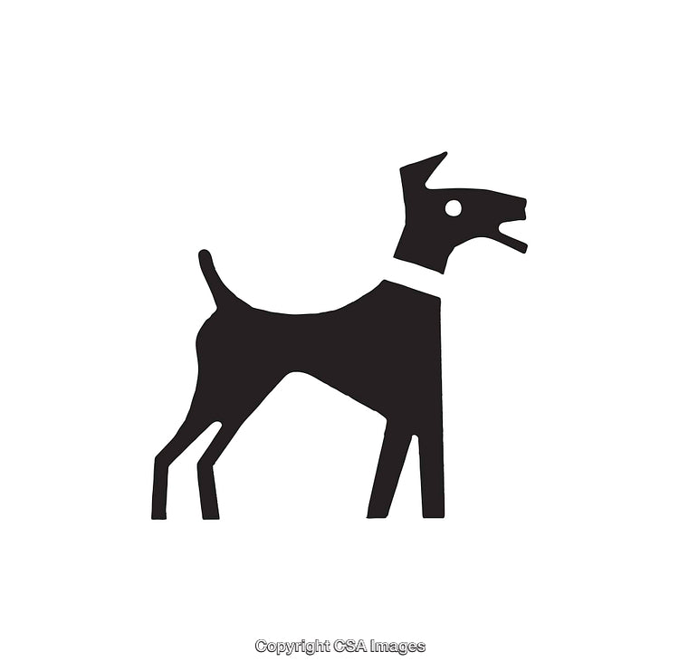Silhouette Icon of a Dog in Black and White Design