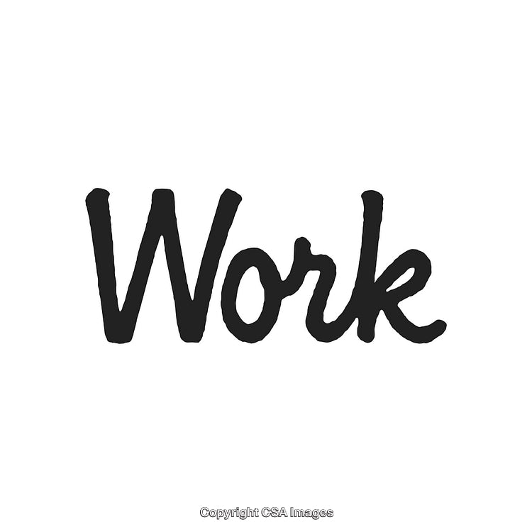 Handwritten Word 'Work' on White Background in Stylish Typography Design