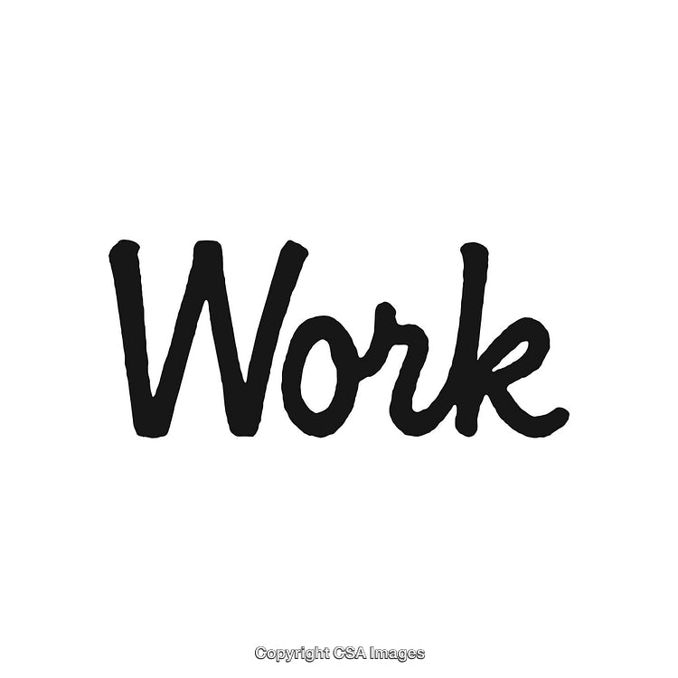 Handwritten Word 'Work' on White Background in Stylish Typography Design