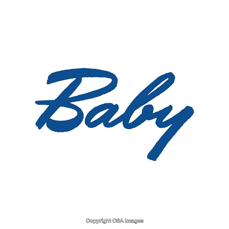 Stylish Handwritten "Baby" Text in Bold Blue Conceptual Typography