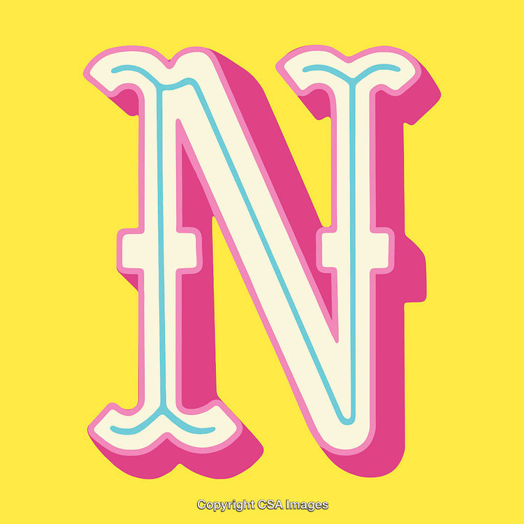 Bold Artistic Letter N on a Bright Yellow Background