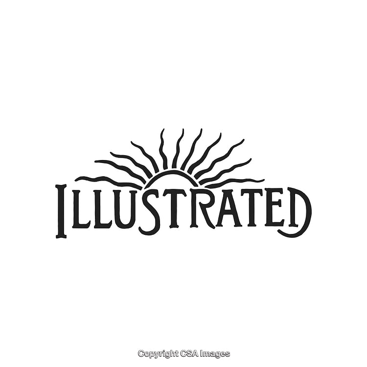 Illustrated Emblem with Rising Sun and Energetic Artistic Design