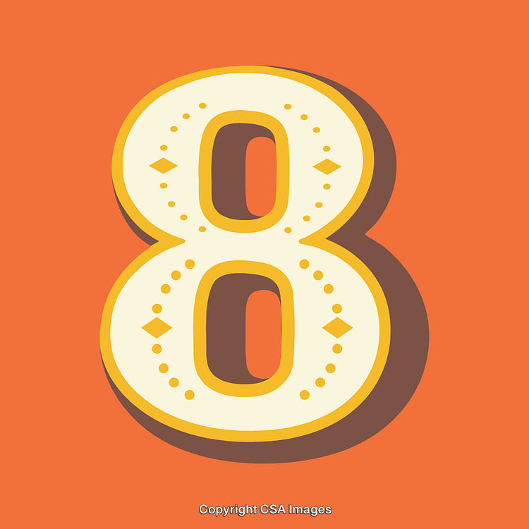 Stylized Number Eight With Ornate Design on Bright Background