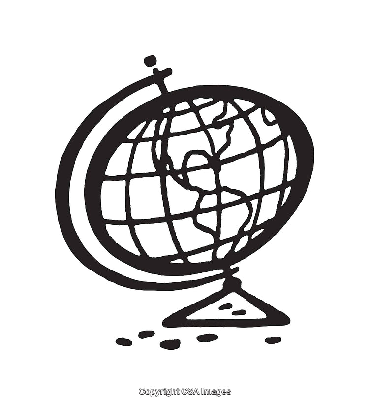 Black And White Line Art Illustration of a Globe