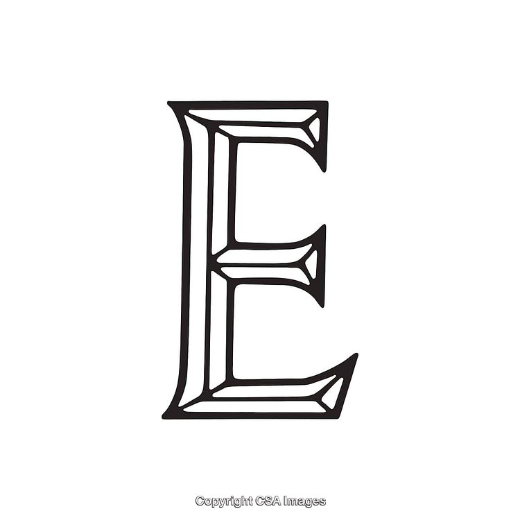 Elegant Black Outline Design Depiction of the Letter E