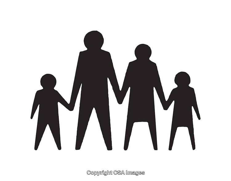 Silhouette Icon Representing a Family Holding Hands in Unity