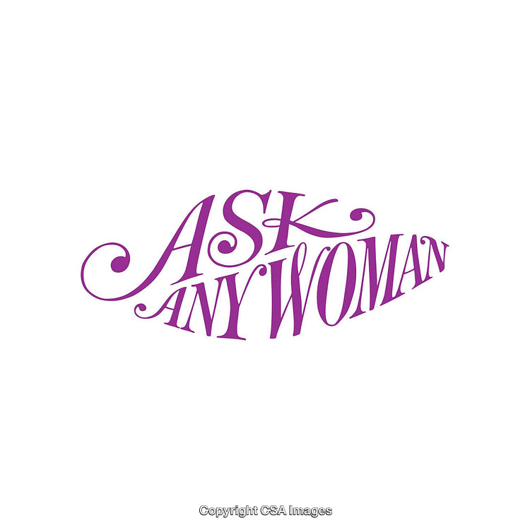 Elegant Typography Logo Featuring the Phrase 'Ask Any Woman' in Purple