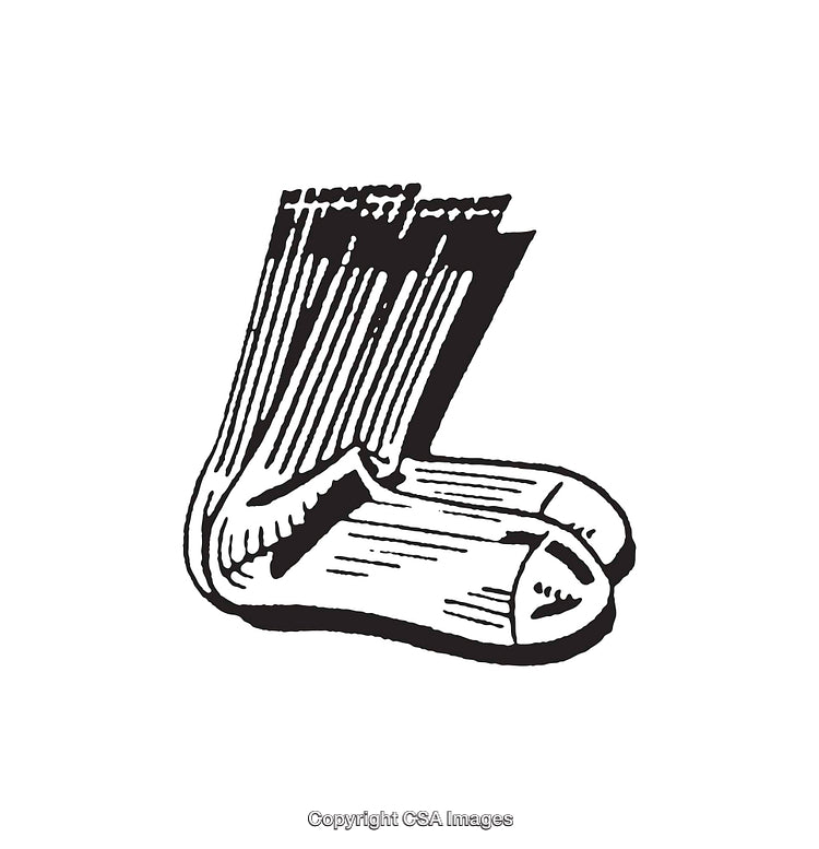 Black and White Line Art Illustration of a Pair of Socks