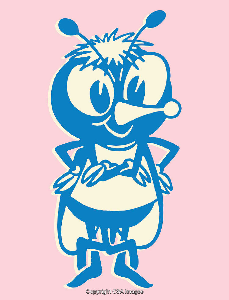 Colorful Cartoon Bee Character with Hands on Hips and Smiling Expression