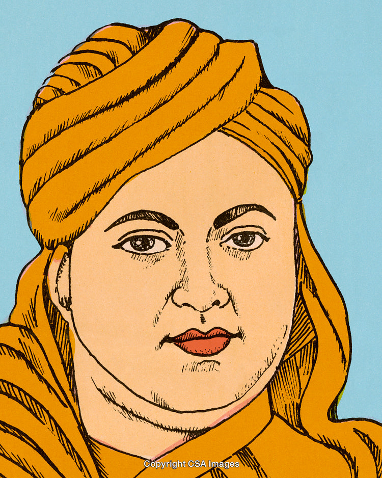 Illustration of a Person Wearing Orange Turban in Artistic Style