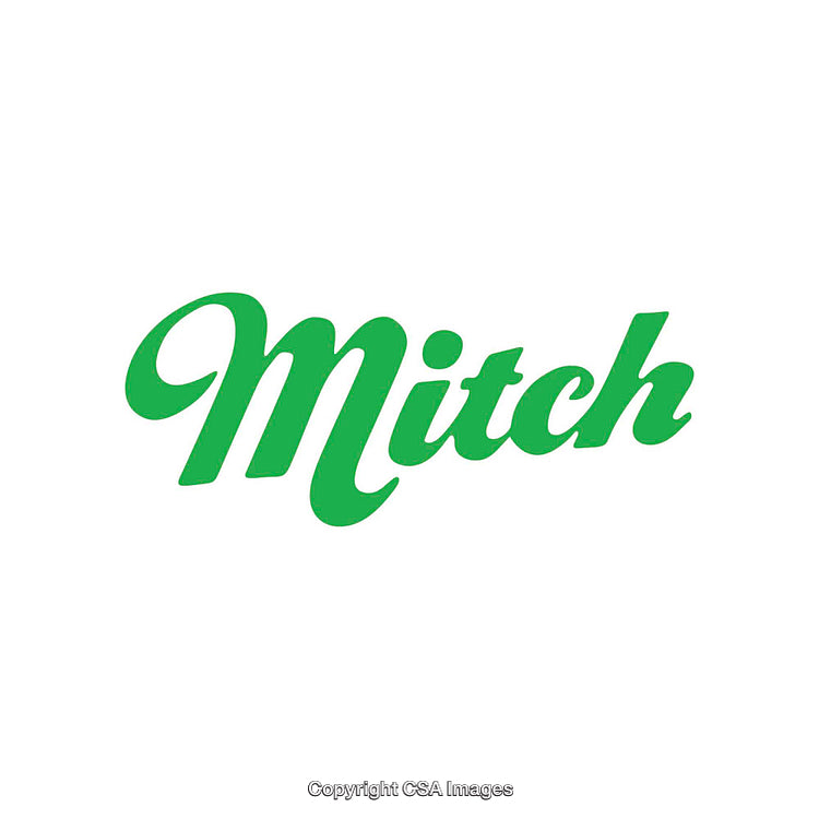 Green Mitch Lettering on White Background in Elegant Script Font