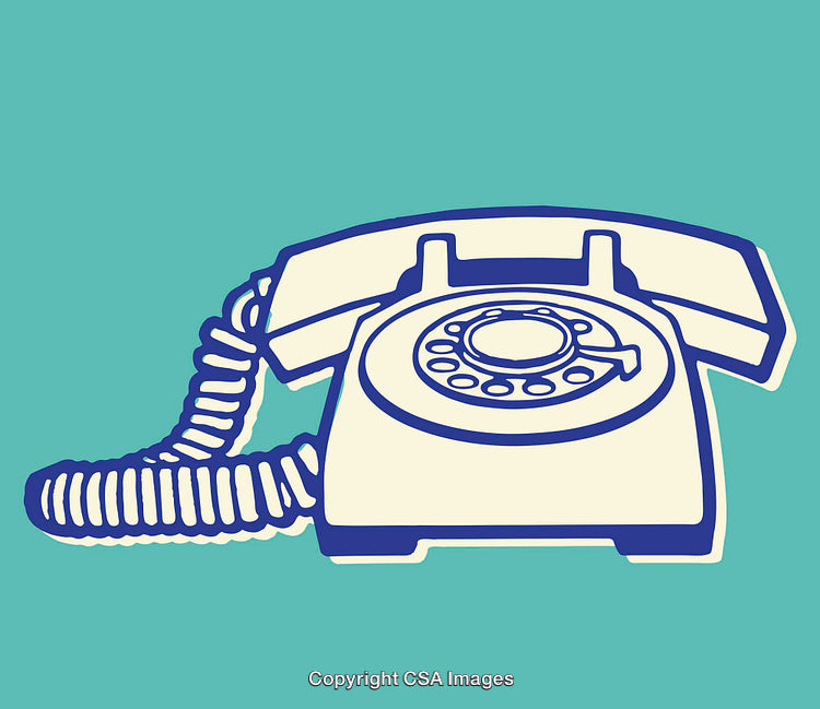 Retro Line Art Illustration of a Vintage Rotary Phone Design