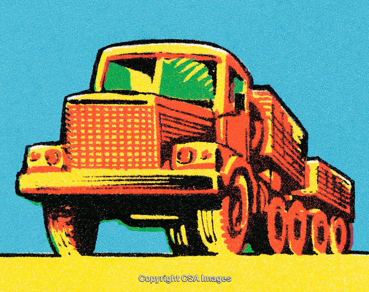 Colorful Art Illustration of a Classic Truck on a Vibrant Background