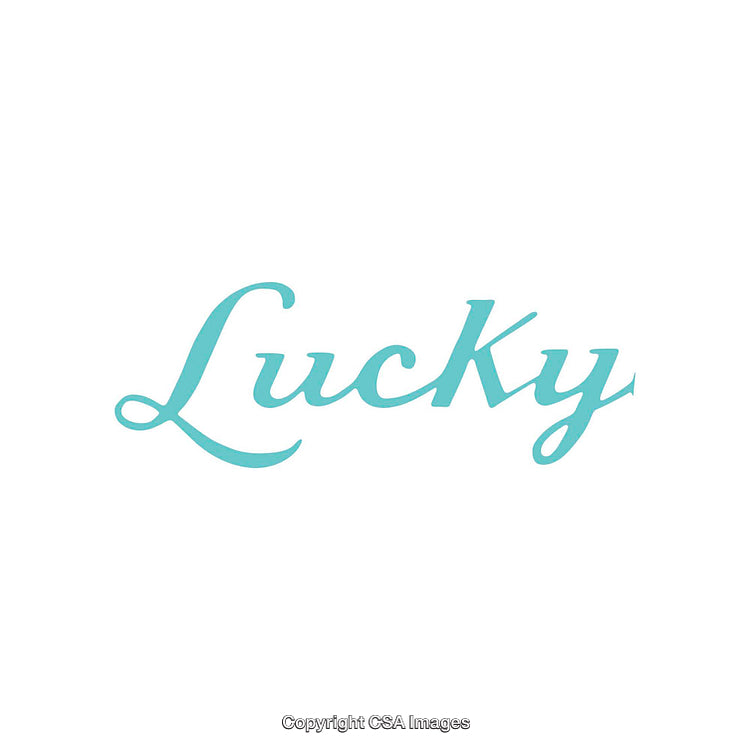 Stylish Typography Featuring the Word 'Lucky' in Elegant Turquoise Script