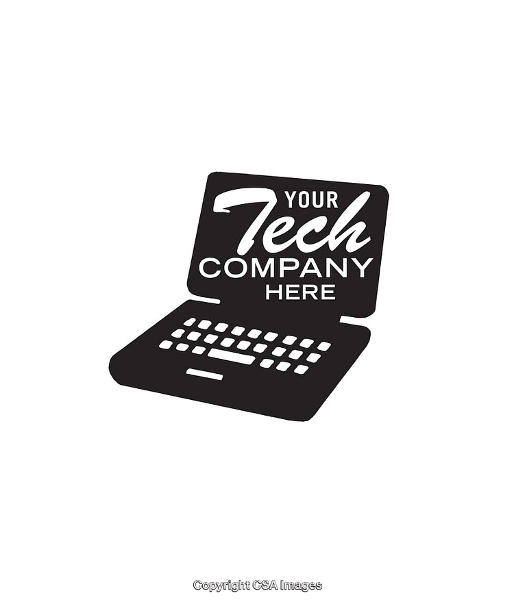 Black and White Illustration of a Laptop for Tech Business Branding