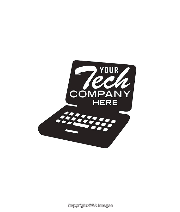 Black and White Illustration of a Laptop for Tech Business Branding