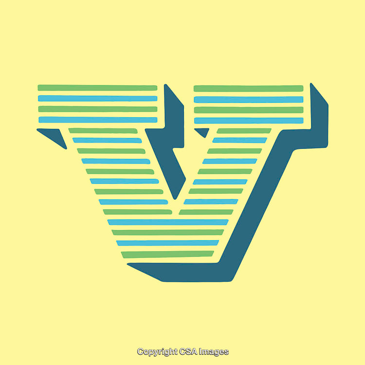 Stylized Geometric Letter 'V' with Gradient Textures