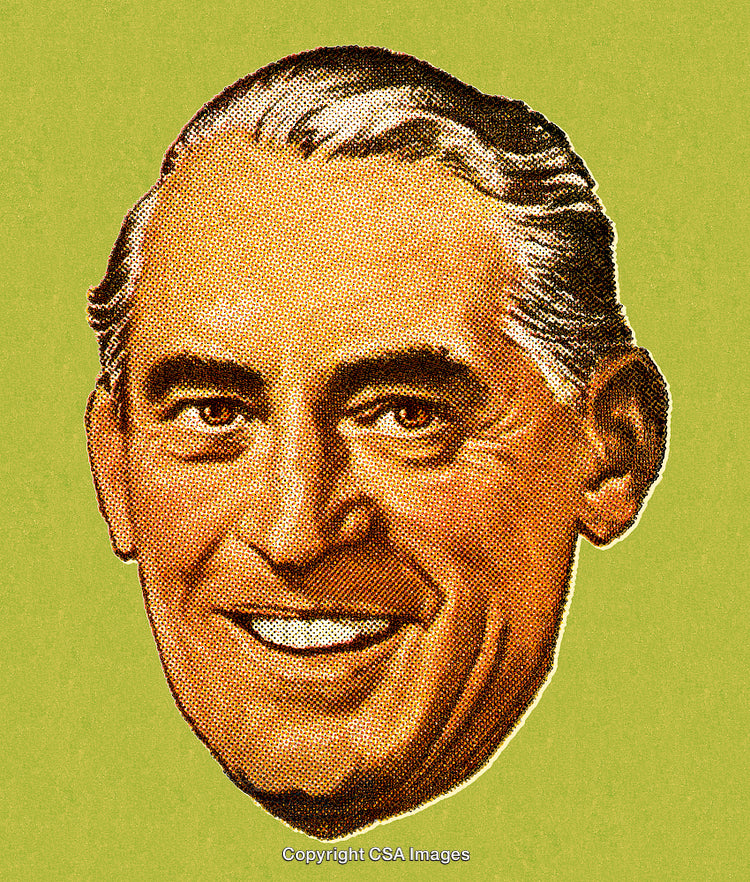 Retro Illustration of a Smiling Man With a Vintage Pop Art Style
