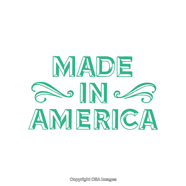 Green Stylized 'Made in America' Typography with Vintage Decorations