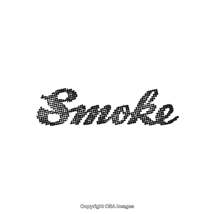 Artistic "Smoke" Text Created with Dot Pattern Design on White Background
