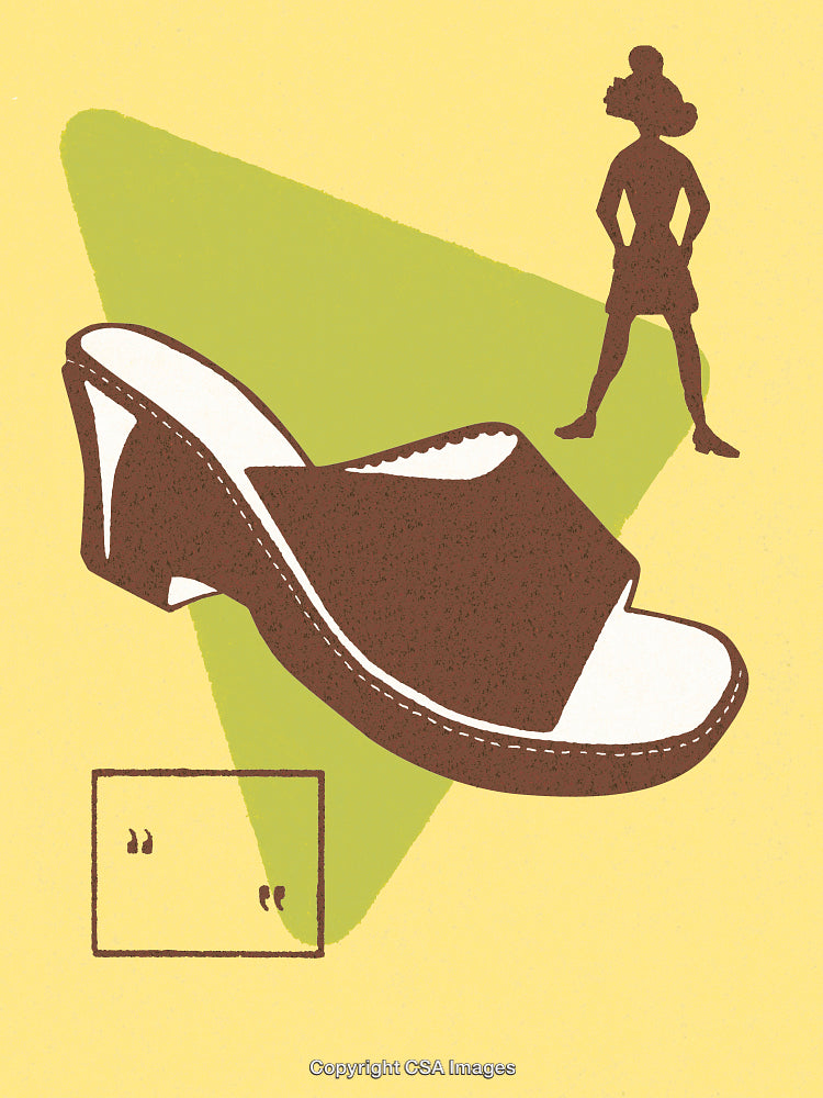Stylized Illustration Featuring a Sandal and Silhouetted Woman Design