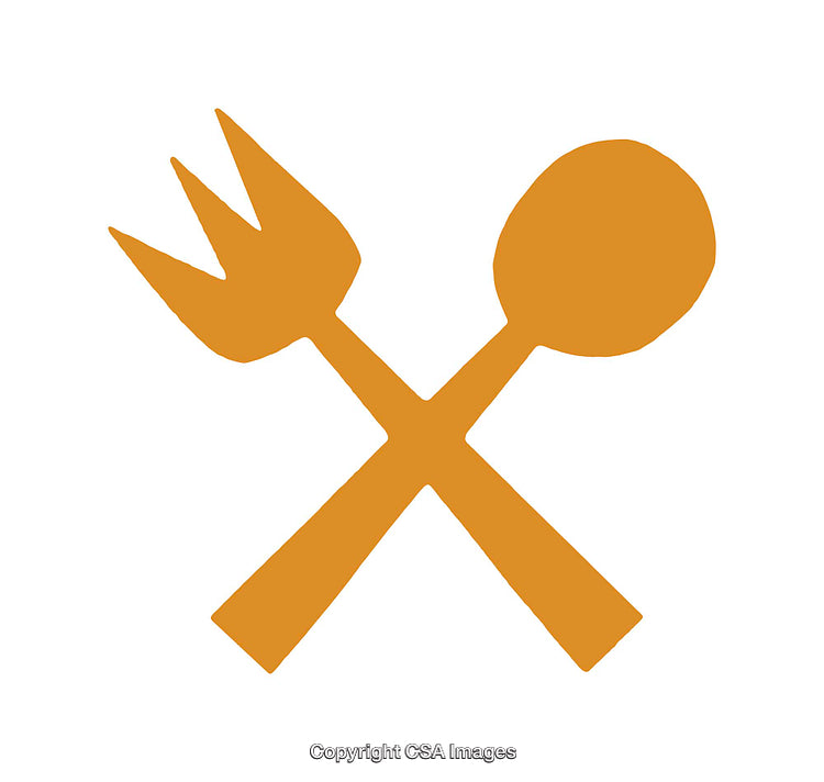 Minimalistic Orange Icon of Spoon and Fork in Crossed Formation