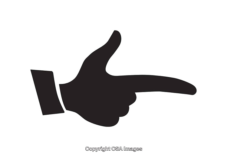 Silhouette Illustration of a Hand Gesturing Pointing in Line Art Style