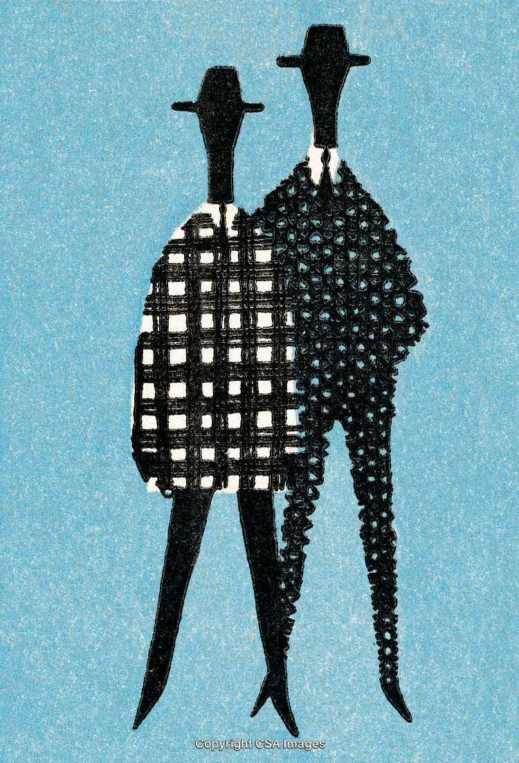 Abstract Illustration of Two Figures with Contrasting Patterns