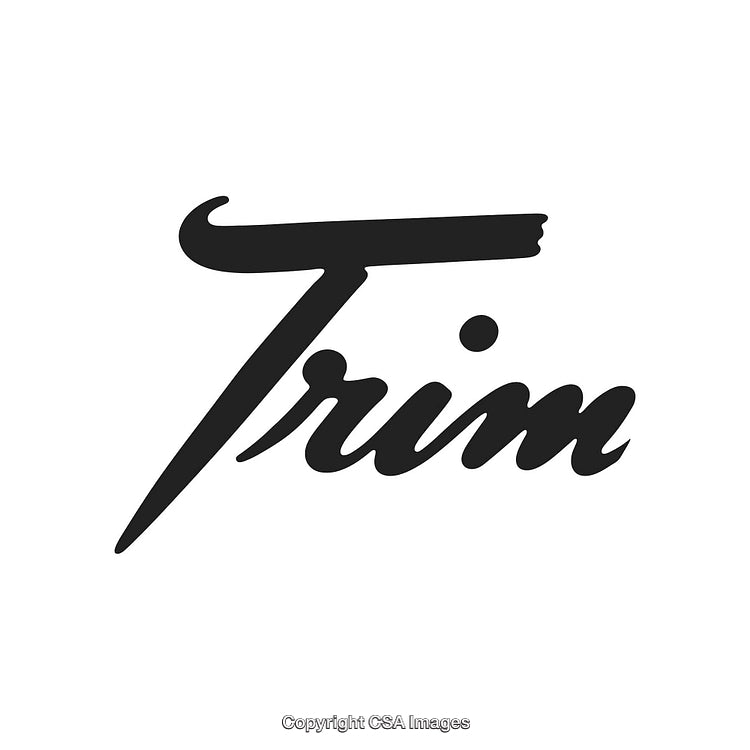 Stylish Black Handwritten 'Trim' Text on a White Background