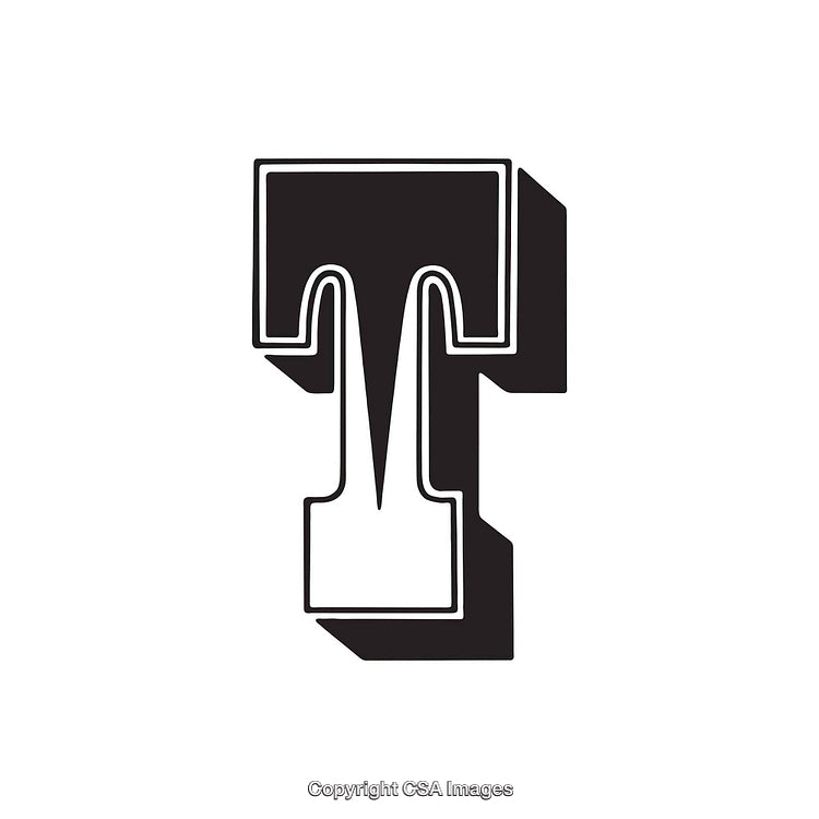 Stylized Black and White Illustration of the Letter T