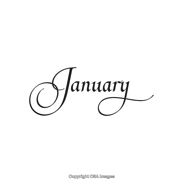 Elegant January Calligraphy on a Clean White Background for Seasonal Designs