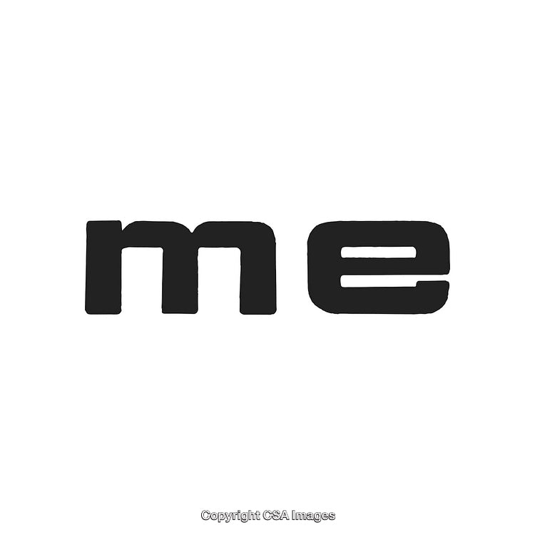 Black Lowercase 'Me' Text in Modern Font Design on White Background
