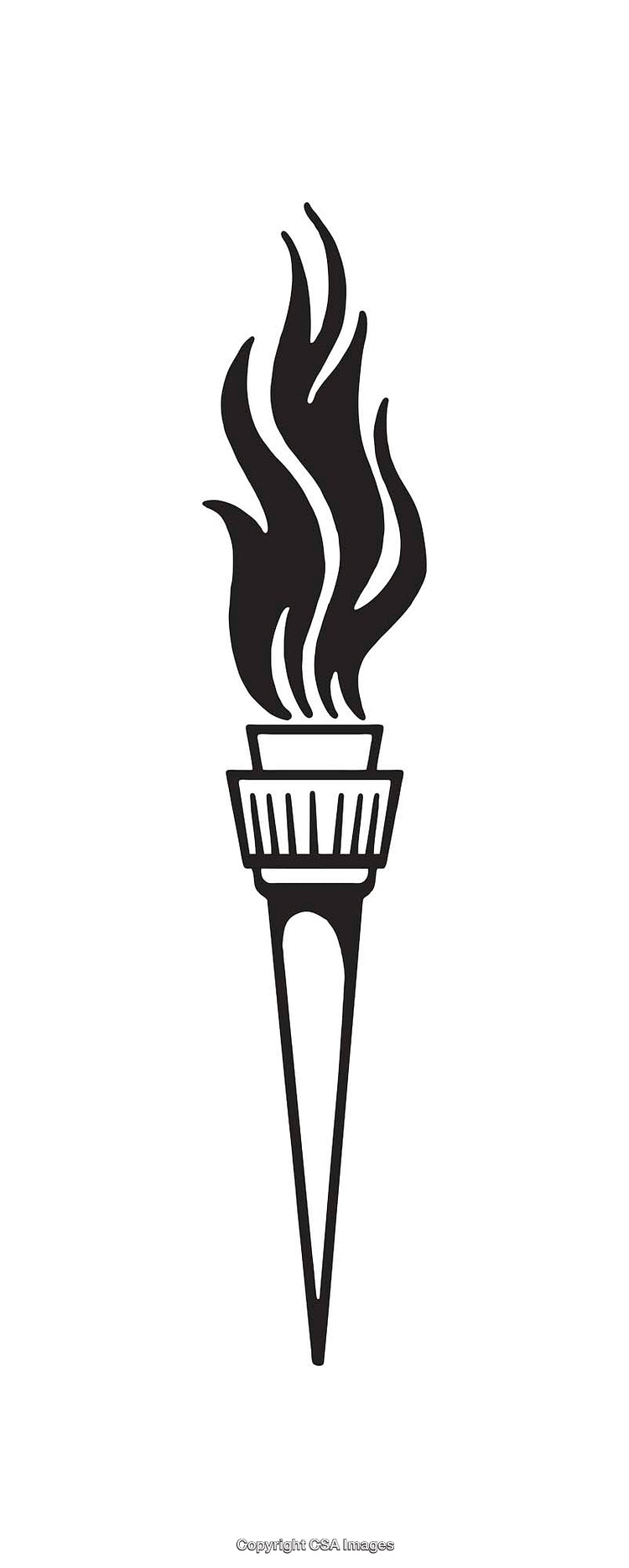 Black and White Line Art of Flaming Torch Symbol