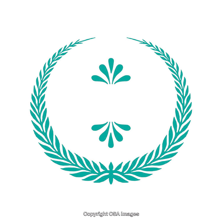 Elegant Turquoise Wreath and Flourish Symbol on White Background