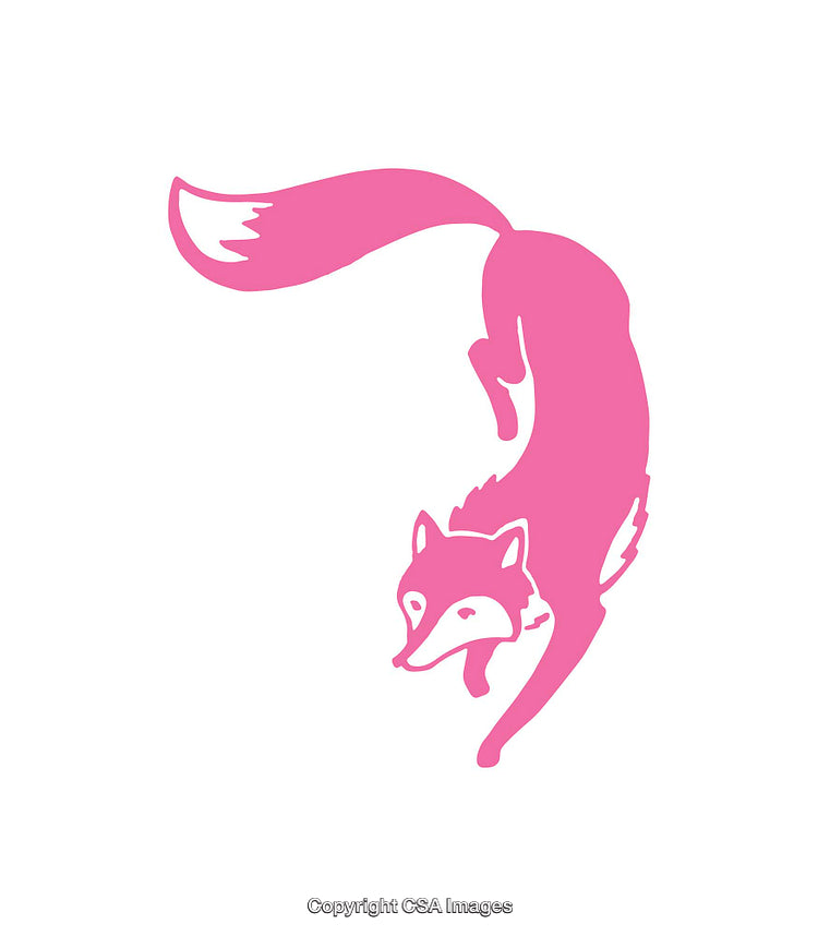 Pink Stylized Fox Icon Featuring a Playful and Dynamic Design