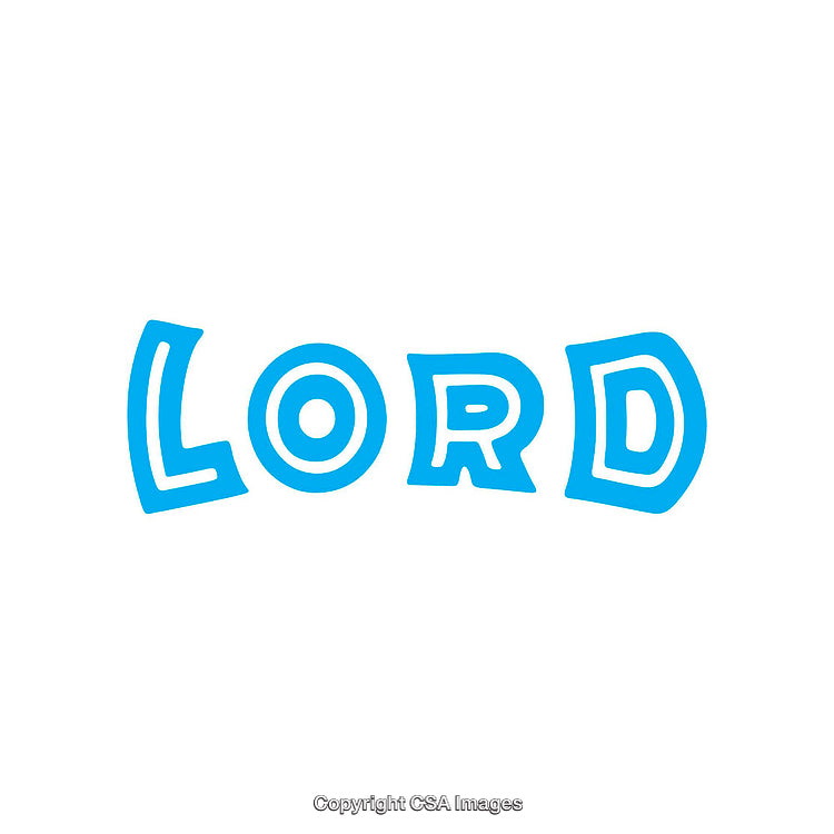 Blue Text Saying Lord in Bold Playful Typeface on White Background