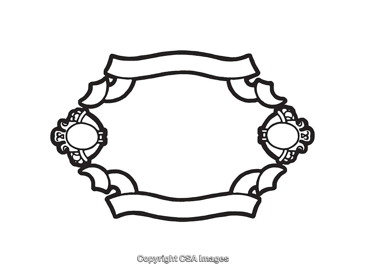 Elegant Black and White Line Art Decorative Frame with Ribbons