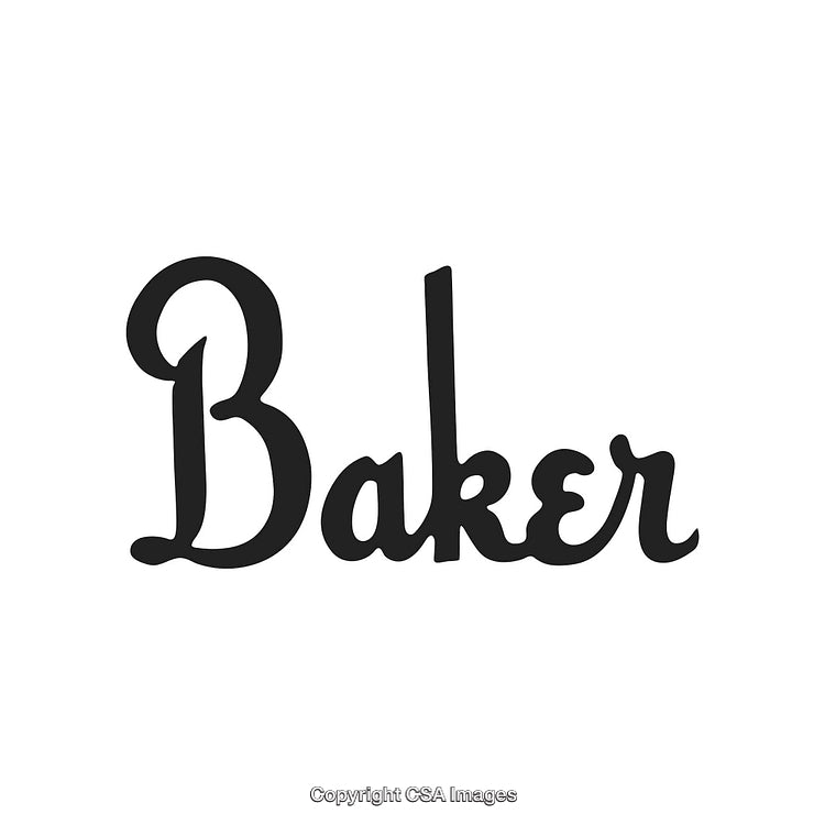 Stylized Black Text 'Baker' in Cursive Font on White Background