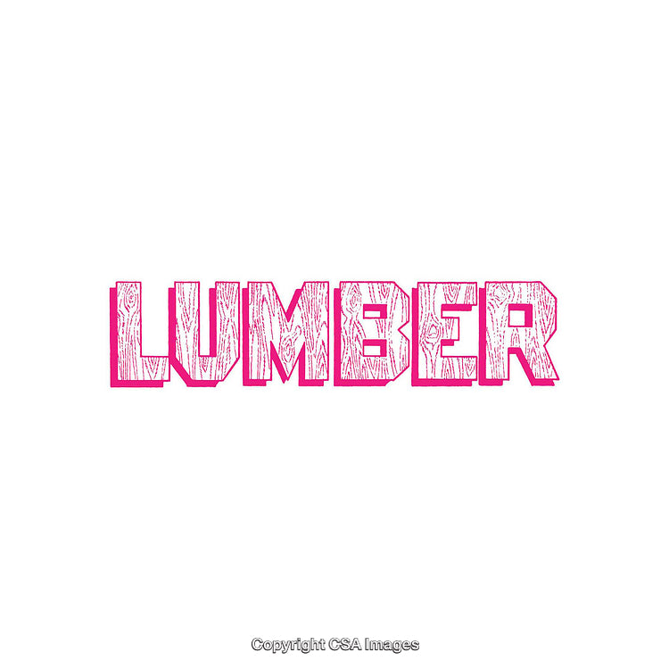 Bold Pink 'Lumber' Text on White Background with Wood Texture Effect