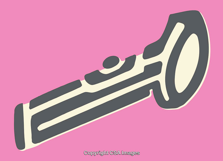 Stylized Illustration of a Flashlight in Playful Colors on Pink Background