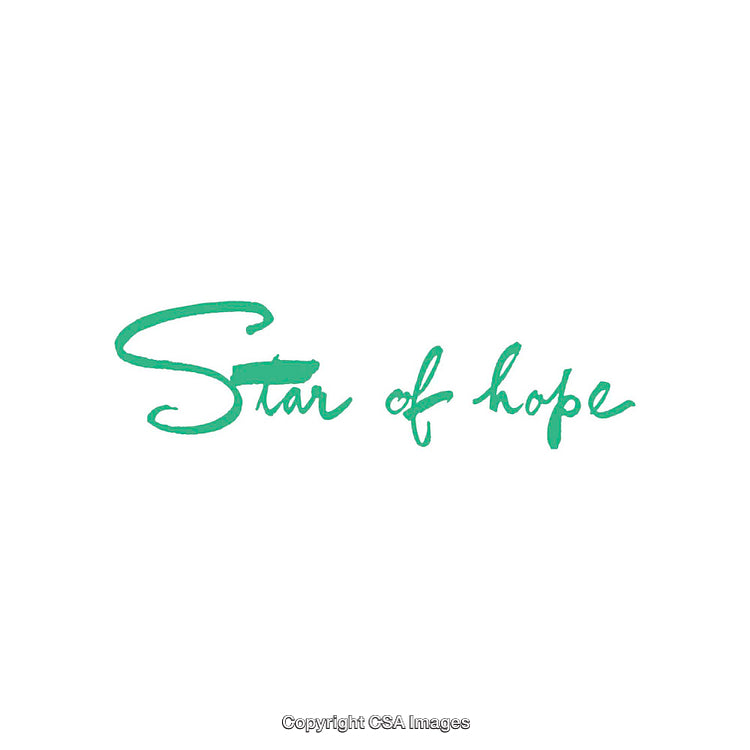 Green Calligraphic Script Highlighting the Words 'Star of Hope'