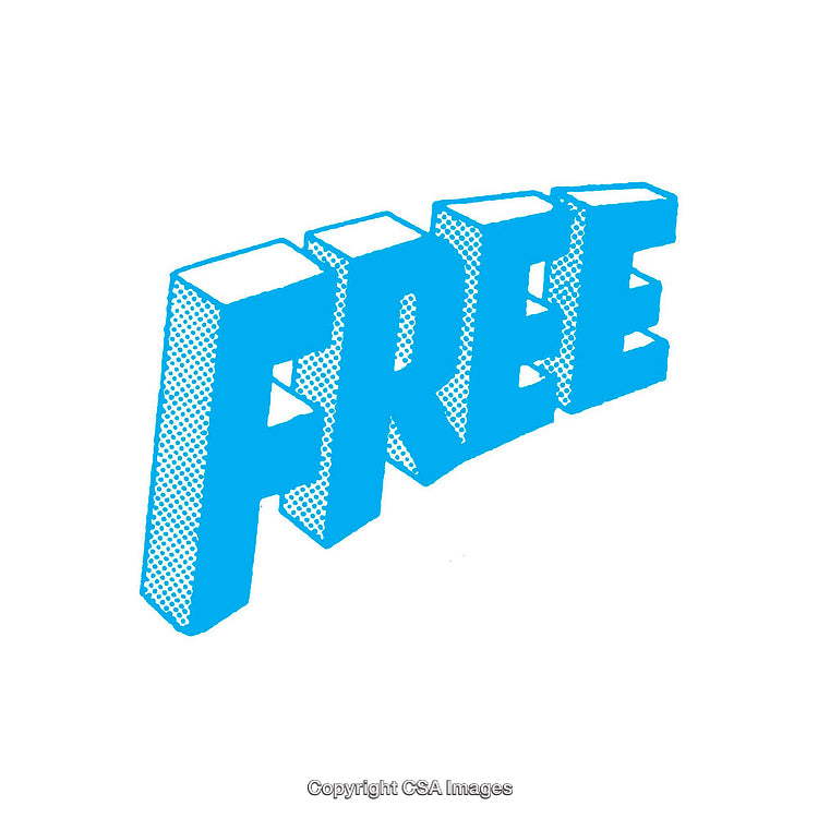 Blue 3D "Free" Text in Isometric Style with Comic Dots Effect
